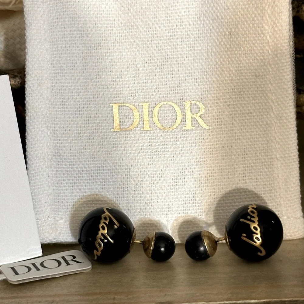CHRISTIAN DIOR 
Metal J'Adior Mise En Dior Tribal Earrings Black - Picture 6 of 16